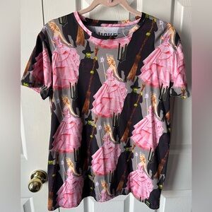 Wicked Movie x Cakeworthy All-Over Print T-Shirt | Unisex Medium | Pink & Black